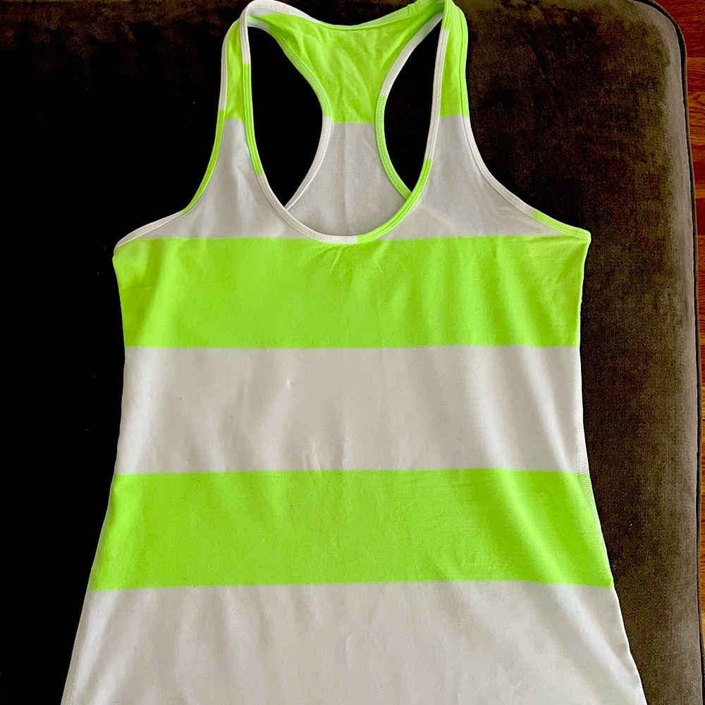 Lululemon Cool racer back size 10 neon green/yellow stripe
